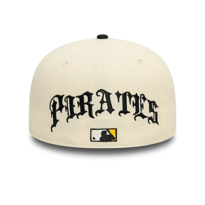 Pictured is this Pittsburgh Pirates MLB Team Wings Light Beige 59FIFTY Fitted Cap 3
