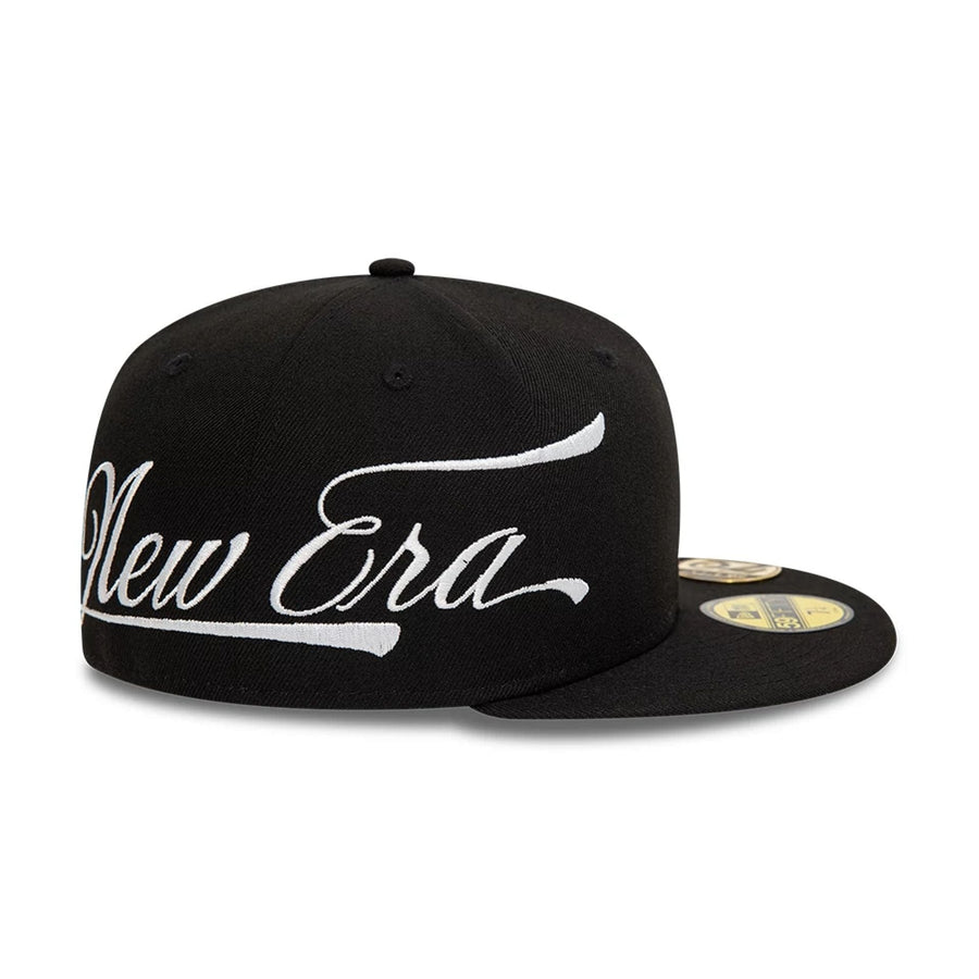 This is a New Era Side Script Black 59FIFTY Fitted Cap 6