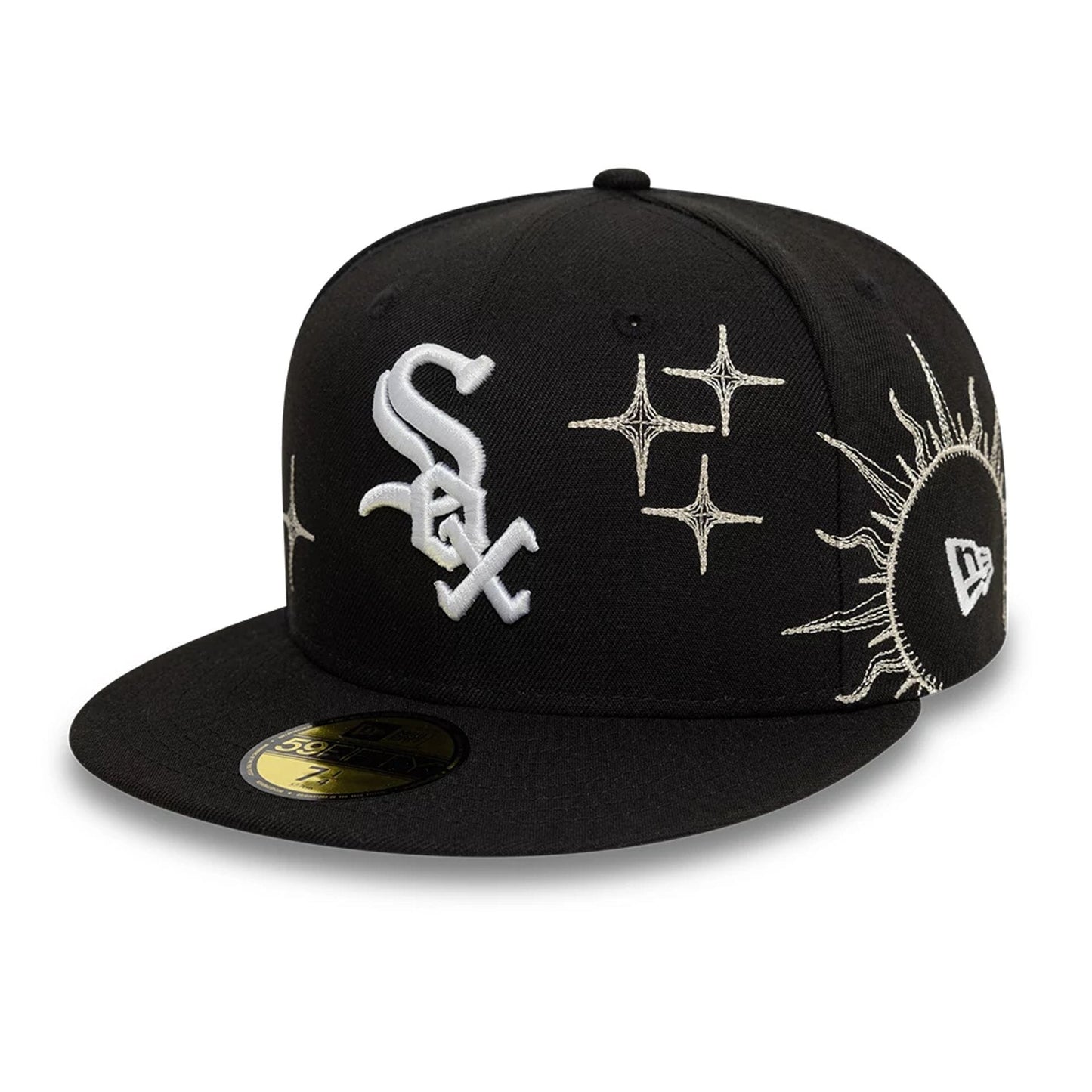 Pictured is this Chicago White Sox MLB Zodiac Black 59FIFTY Fitted Cap 1
