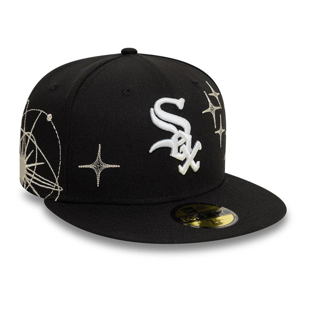 Pictured is this Chicago White Sox MLB Zodiac Black 59FIFTY Fitted Cap 3
