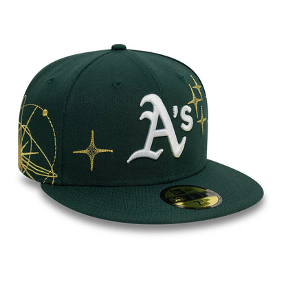 Pictured is this Oakland Athletics MLB Zodiac Dark Green 59FIFTY Fitted Cap 4