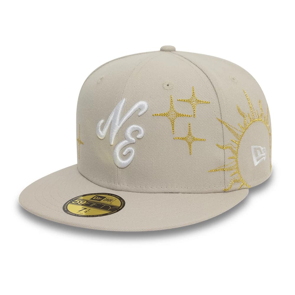 Pictured is this New Era Zodiac Light Beige 59FIFTY Fitted Cap 1