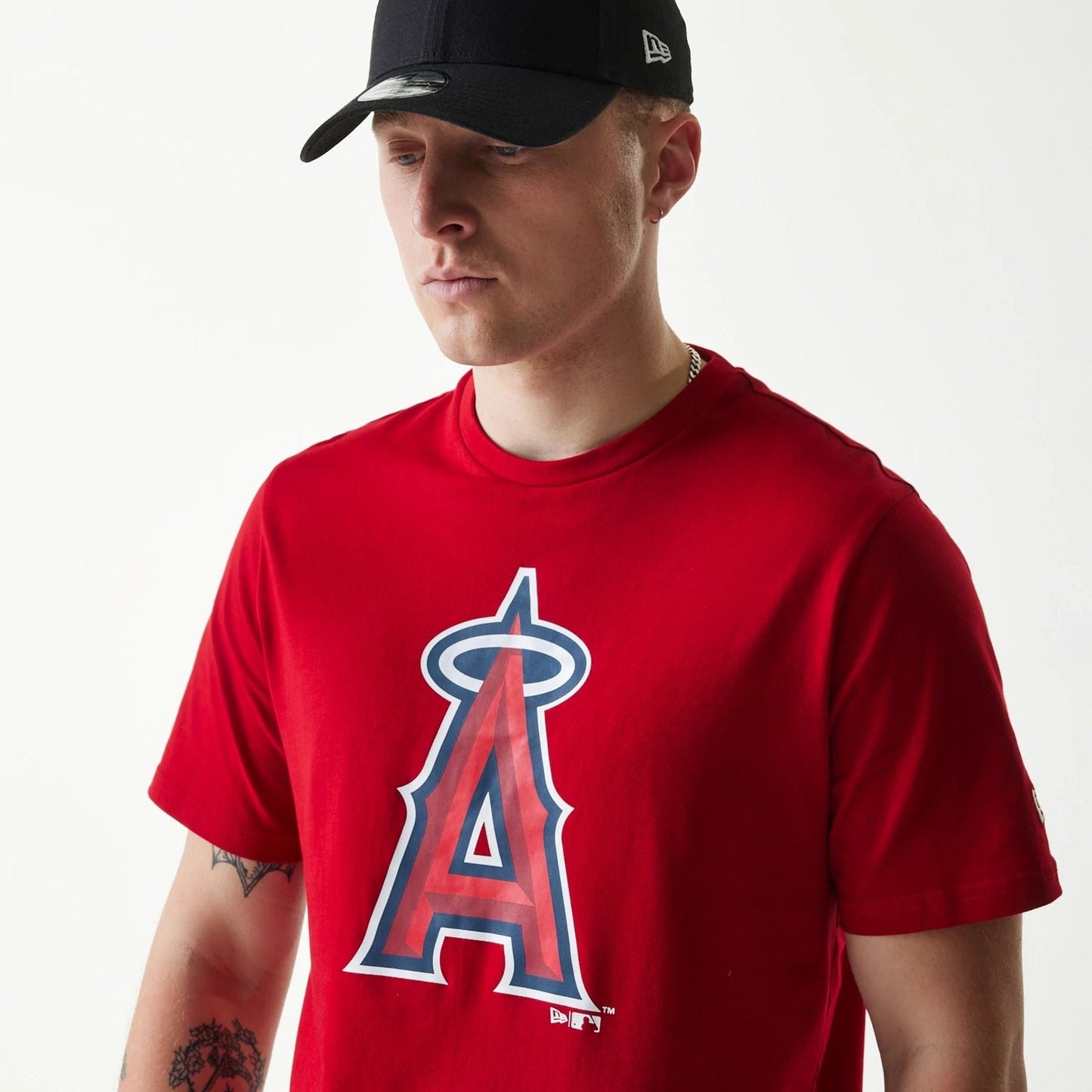 The Male model is wearing LA Angels MLB Regular Red T-Shirt 3