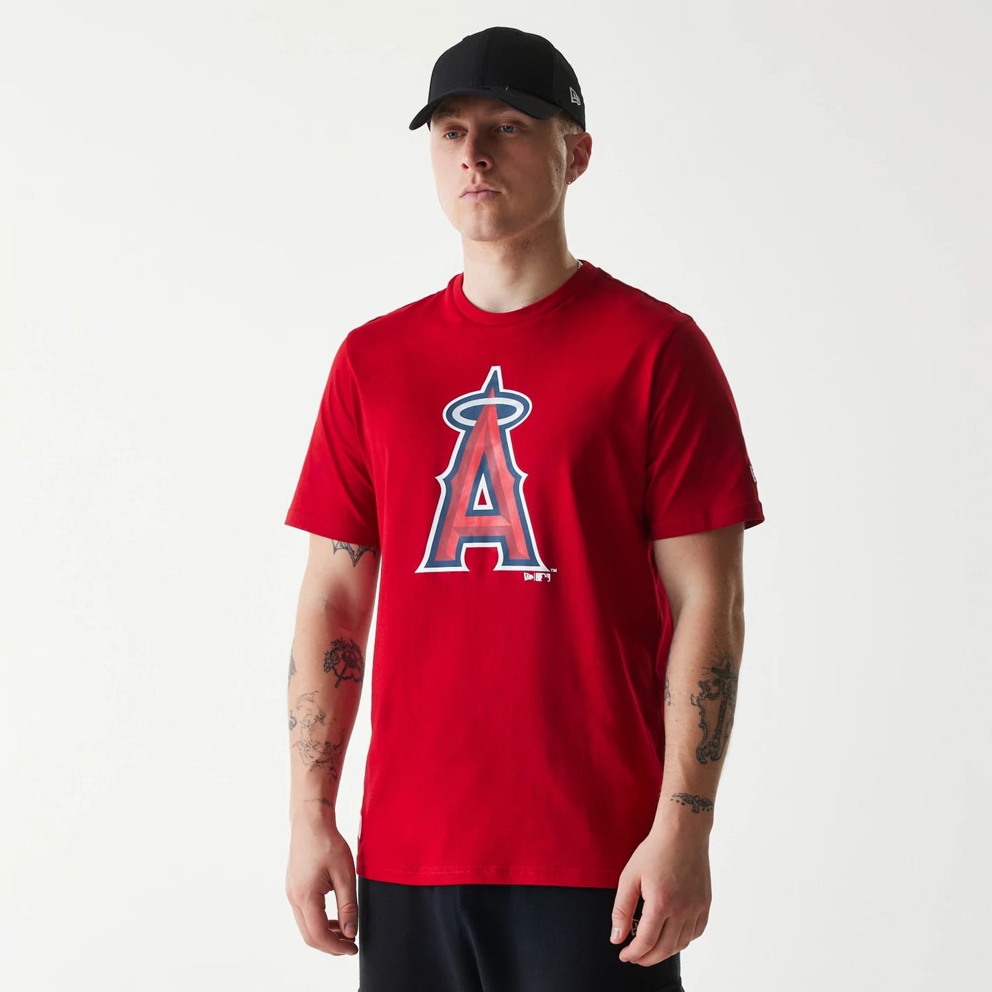 The Male model is wearing LA Angels MLB Regular Red T-Shirt 1