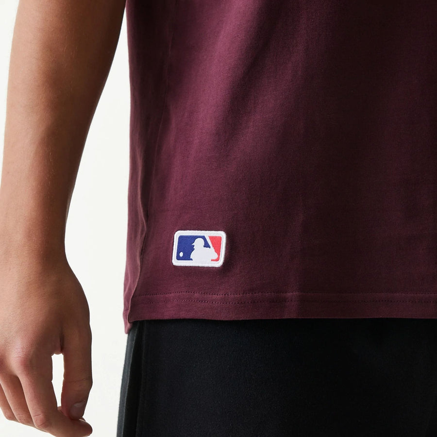 The Male model is wearing New York Yankees MLB Regular Dark Purple T-Shirt 5