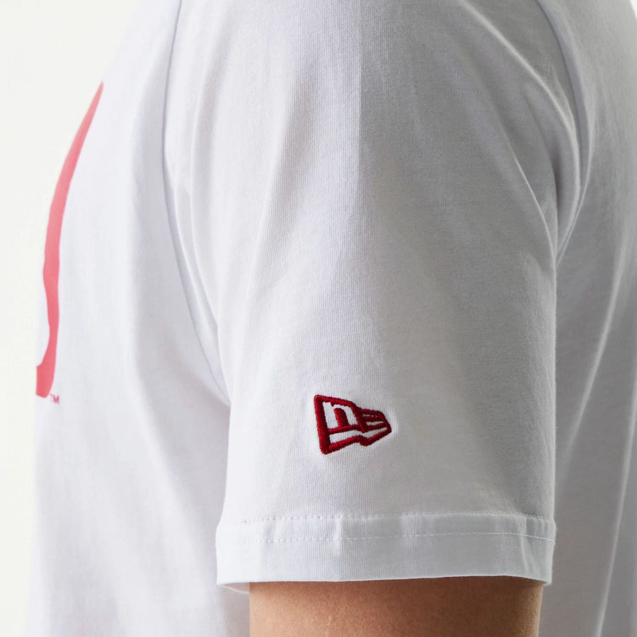 The Male model is wearing MLB Generic Logo MLB Regular White T-Shirt 6