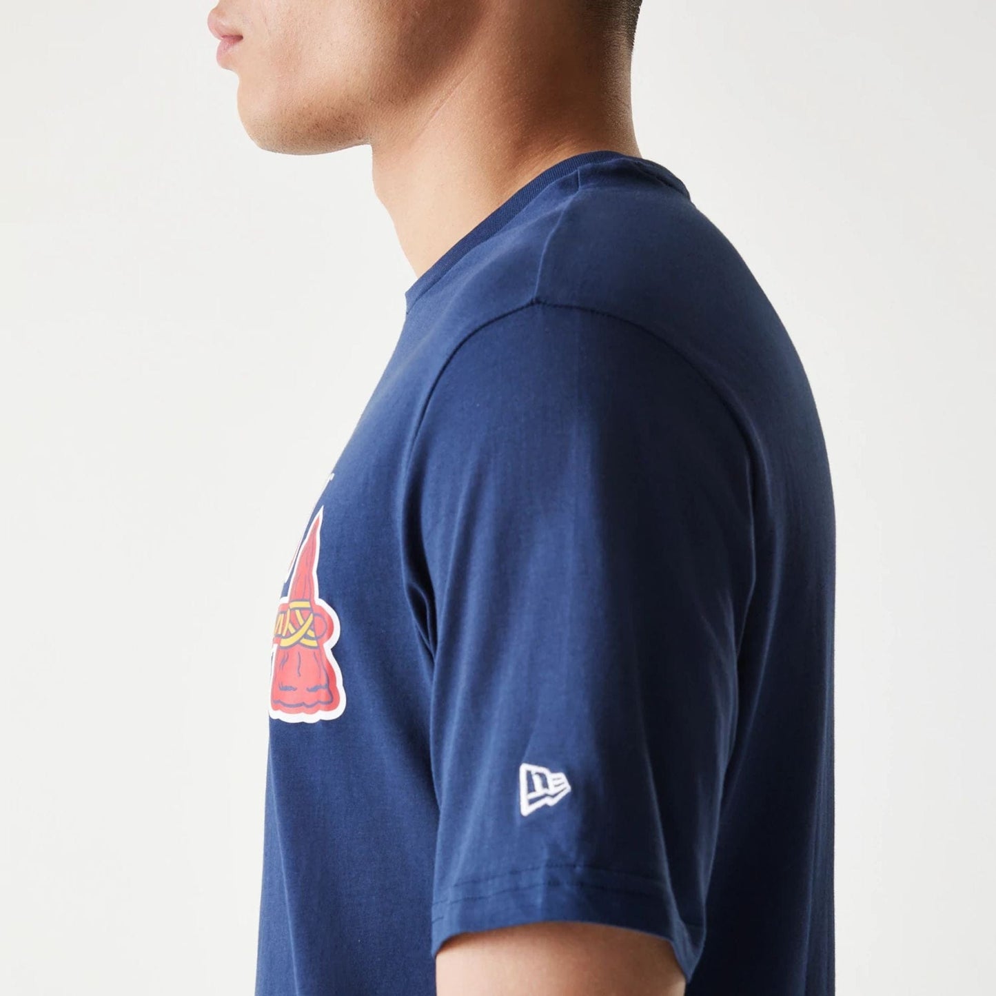 The Male model is wearing Atlanta Braves MLB Regular Dark Blue T-Shirt 6