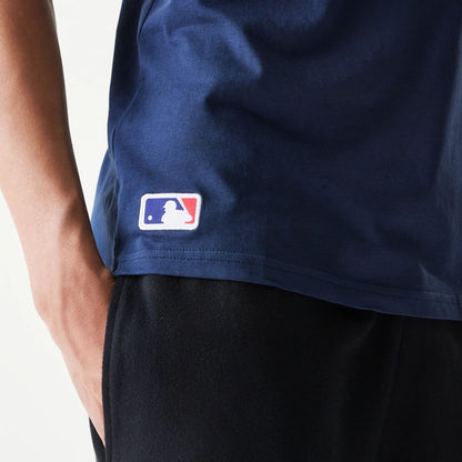 The Male model is wearing Atlanta Braves MLB Regular Dark Blue T-Shirt 5