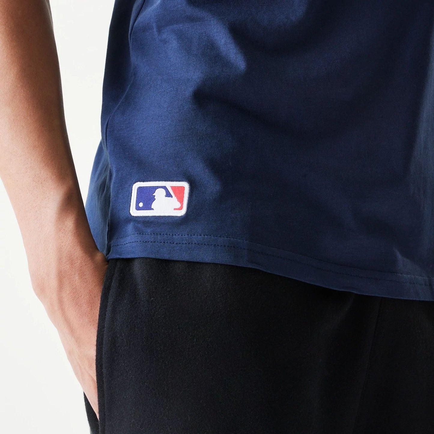 The Male model is wearing Atlanta Braves MLB Regular Dark Blue T-Shirt 5