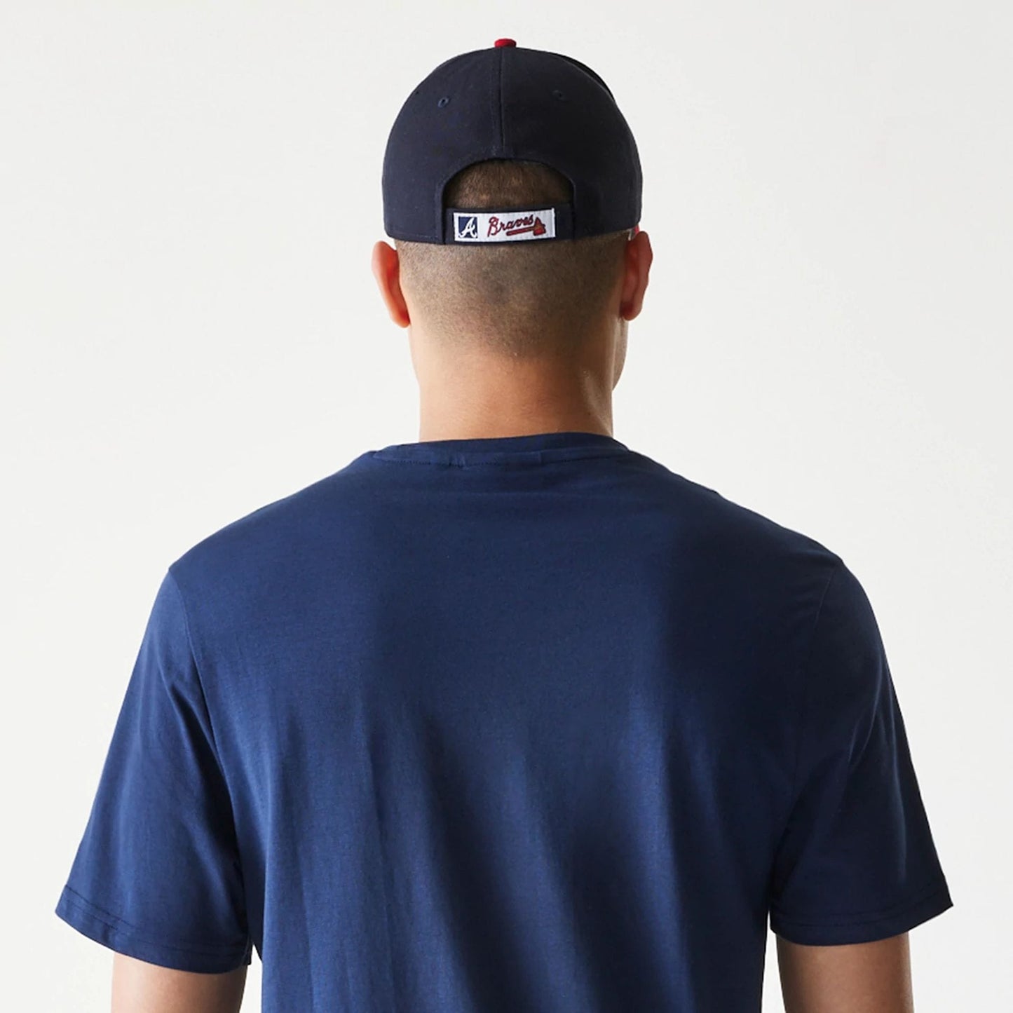 The Male model is wearing Atlanta Braves MLB Regular Dark Blue T-Shirt 7