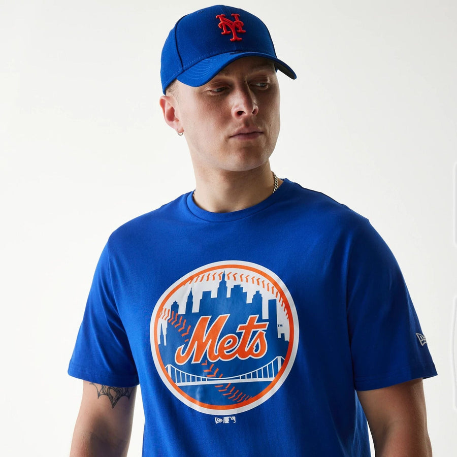 The Male model is wearing New York Mets MLB Regular Blue T-Shirt 3