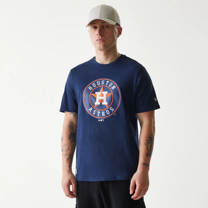 The Male model is wearing Houston Astros MLB Regular Dark Blue T-Shirt 1