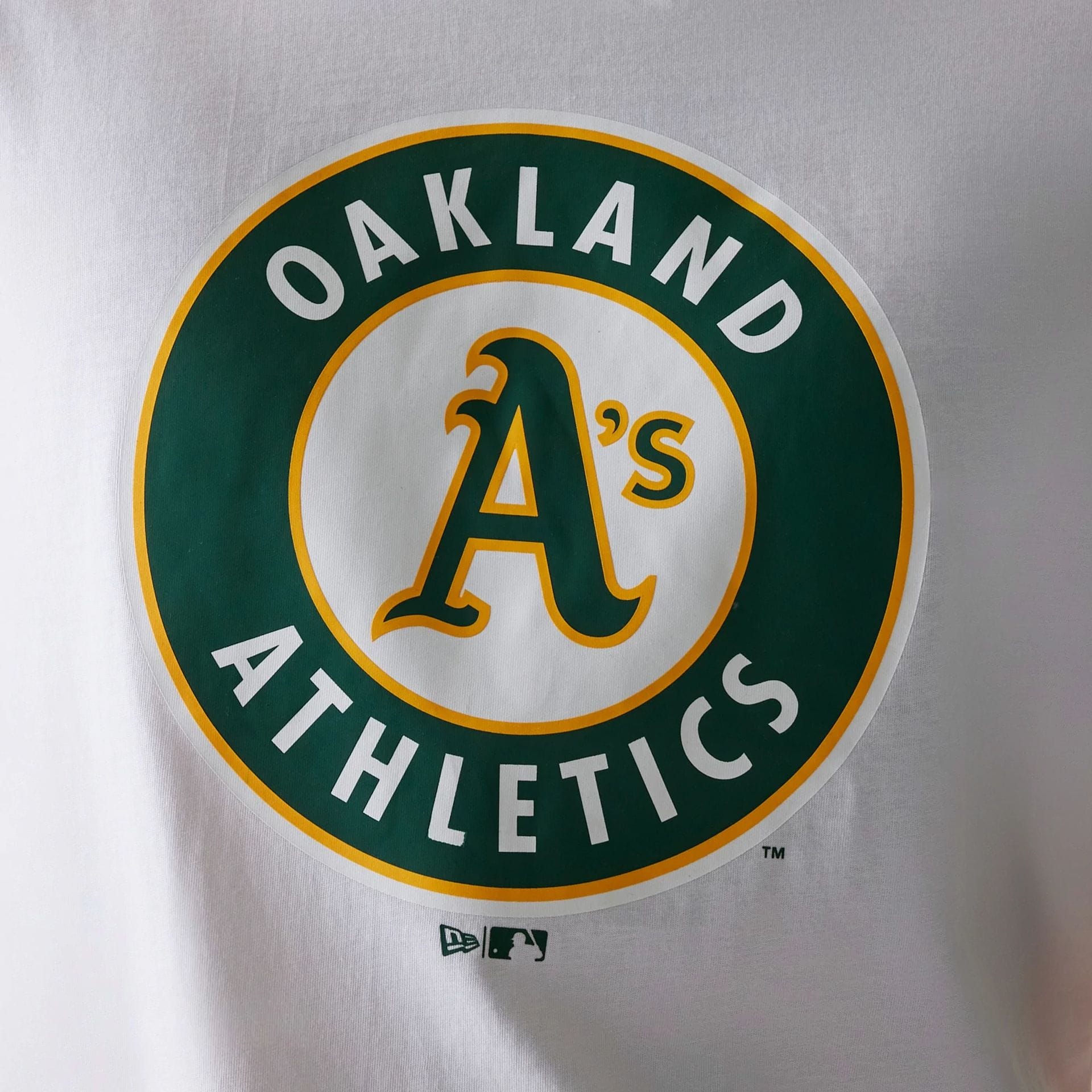 The Male model is wearing Oakland Athletics MLB Regular White T-Shirt 4