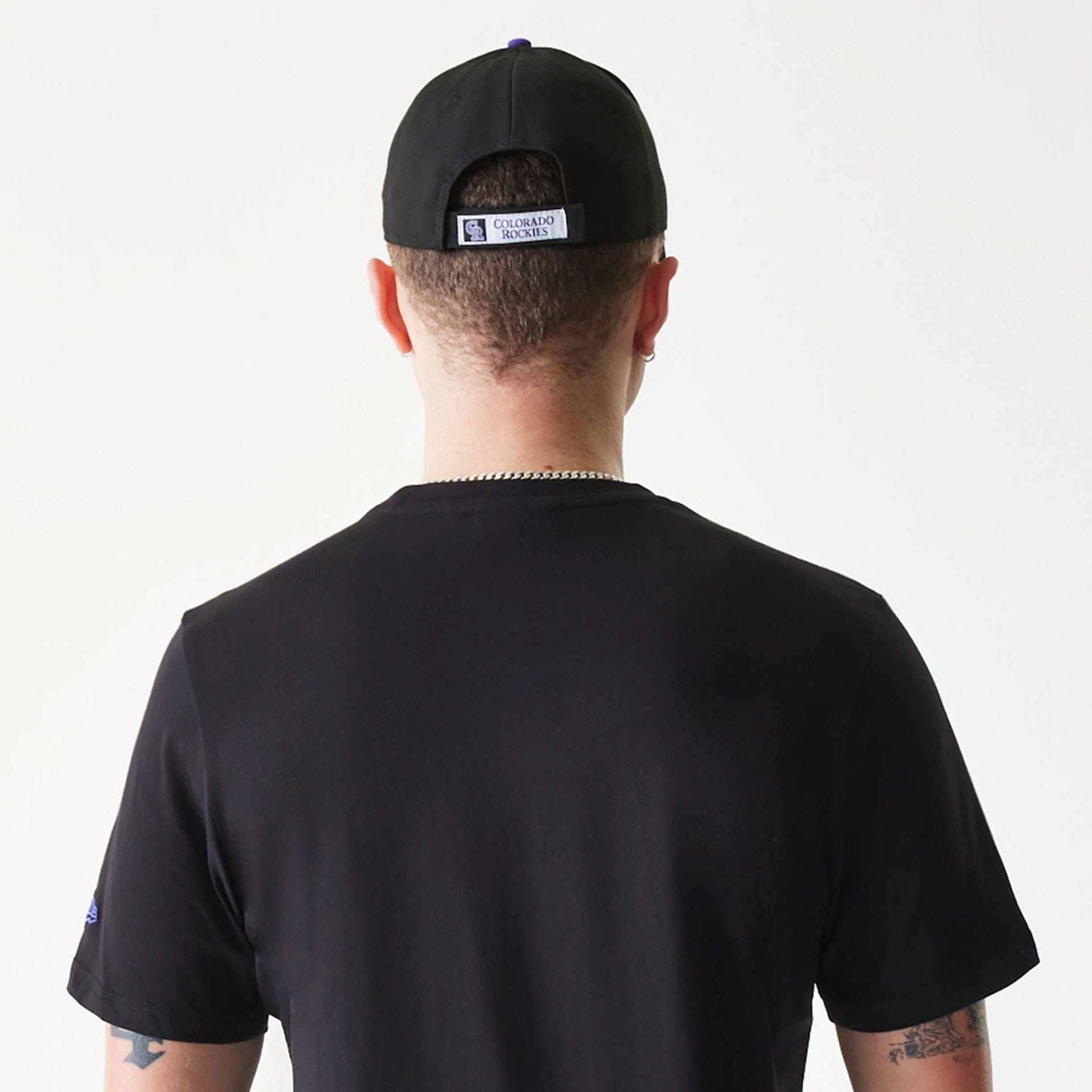 The Male model is wearing Colorado Rockies MLB Regular Black T-Shirt 7