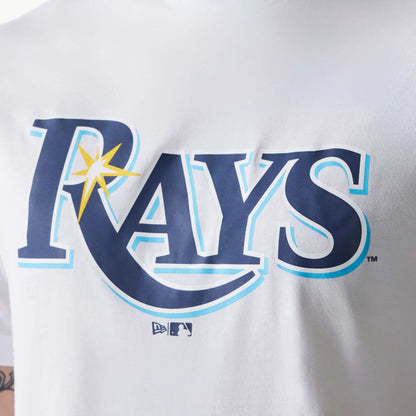 The Male model is wearing Tampa Bay Rays MLB Regular White T-Shirt 4