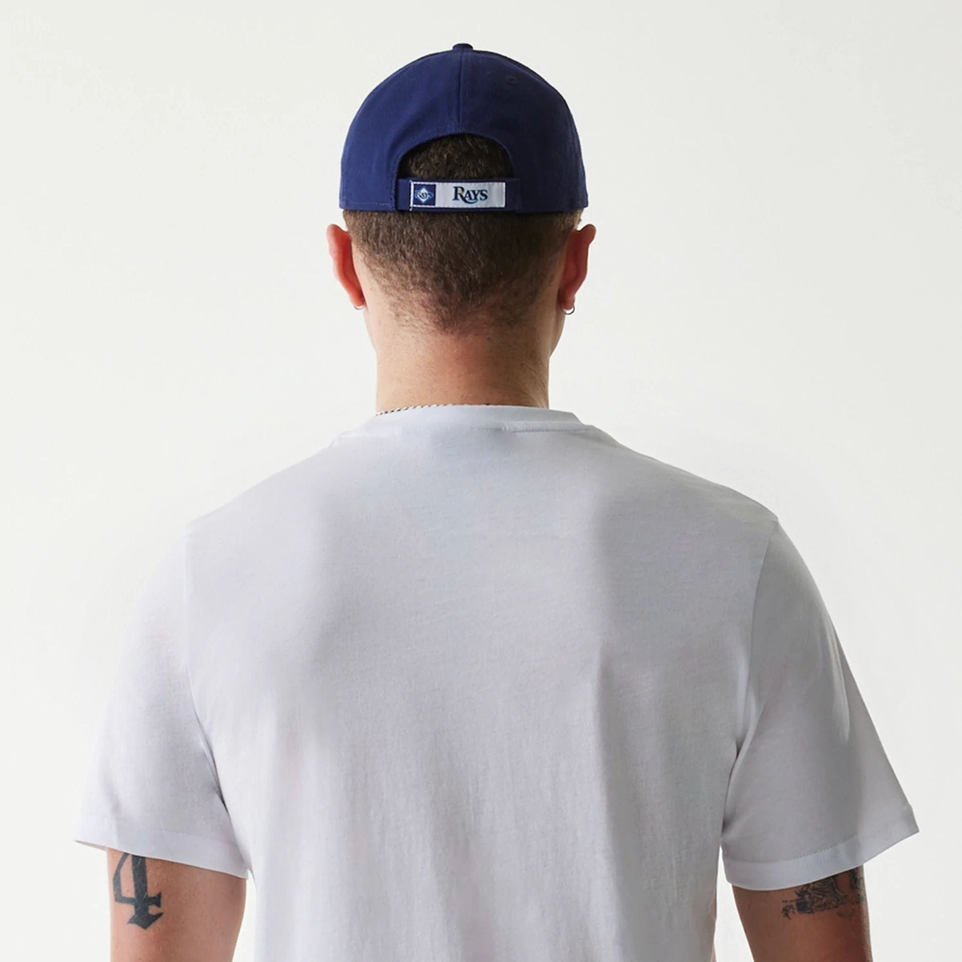 The Male model is wearing Tampa Bay Rays MLB Regular White T-Shirt 7