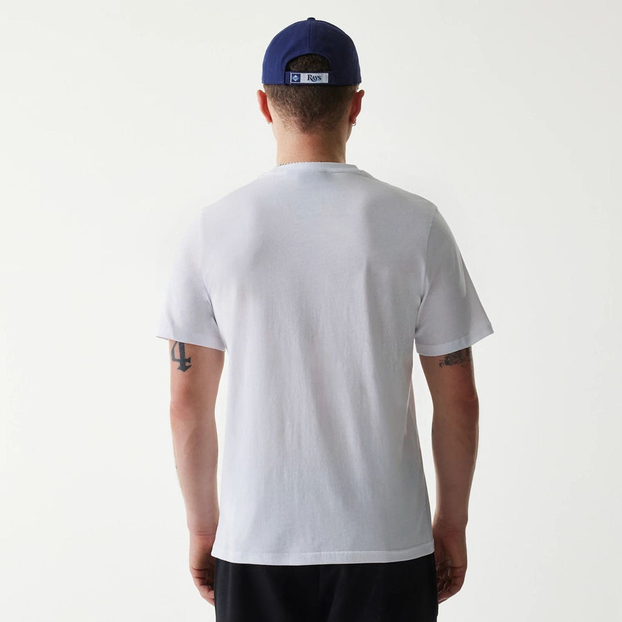 The Male model is wearing Tampa Bay Rays MLB Regular White T-Shirt 2