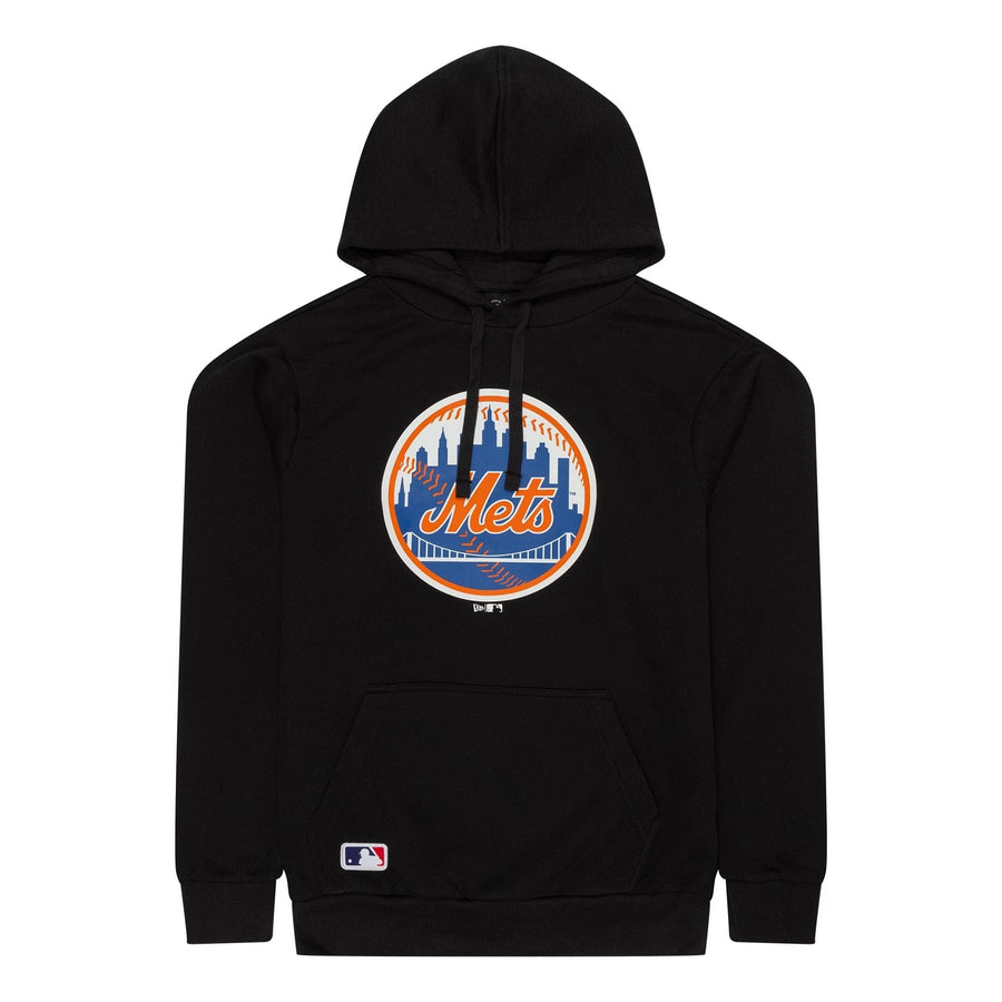 The Male model is wearing New York Mets MLB Regular Black Pullover Hoodie 1