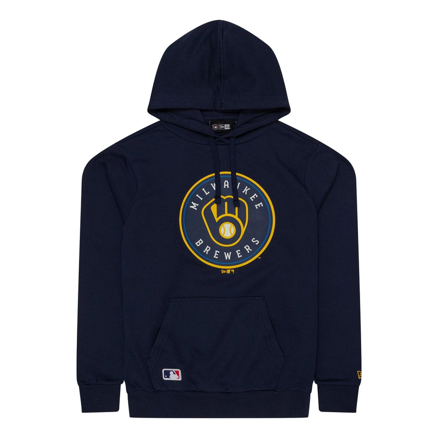 The Male model is wearing Milwaukee Brewers MLB Regular Dark Blue Pullover Hoodie 1