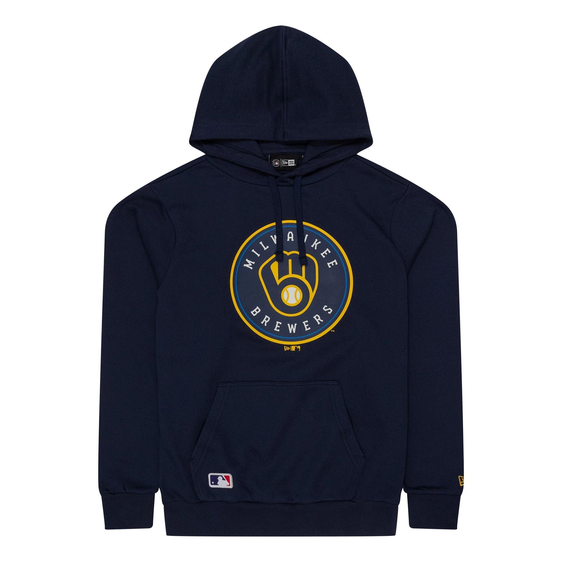The Male model is wearing Milwaukee Brewers MLB Regular Dark Blue Pullover Hoodie 1
