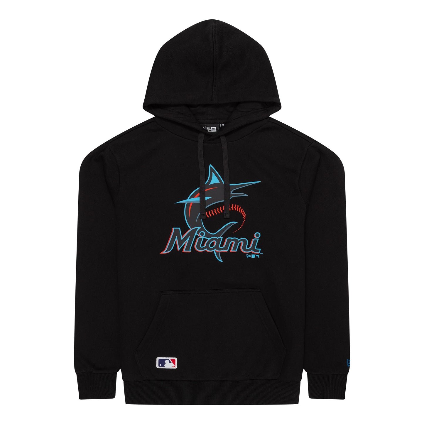 The Male model is wearing Miami Marlins MLB Regular Black Pullover Hoodie 1