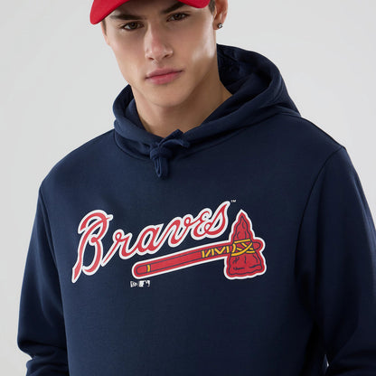 The Male model is wearing Atlanta Braves MLB Dark Blue Pullover Hoodie 3
