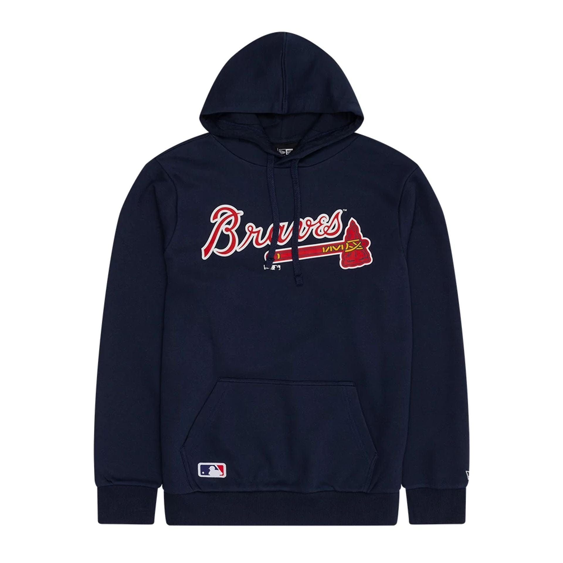 The Male model is wearing Atlanta Braves MLB Dark Blue Pullover Hoodie 1