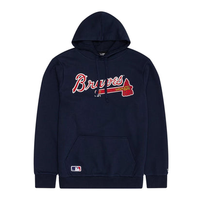 The Male model is wearing Atlanta Braves MLB Dark Blue Pullover Hoodie 1