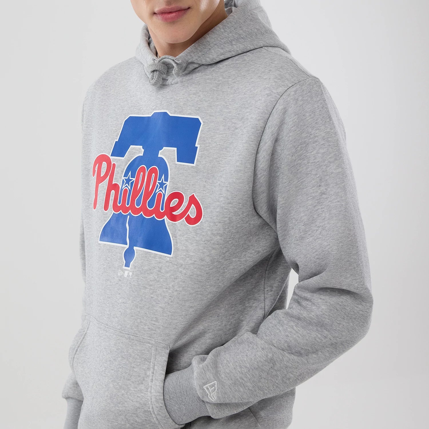 The Male model is wearing Philadelphia Phillies MLB Grey Pullover Hoodie 3