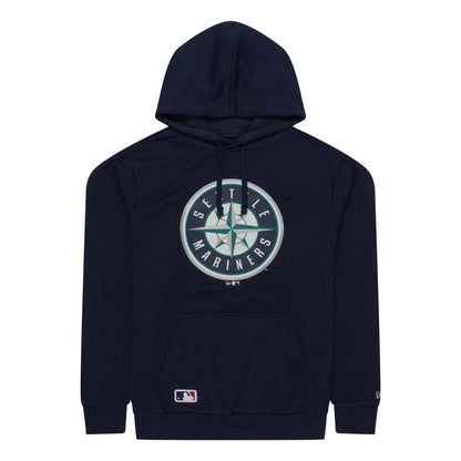 The Male model is wearing Seattle Mariners MLB Regular Dark Blue Pullover Hoodie 1