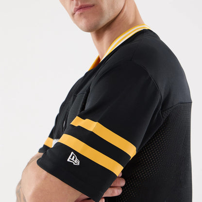 The Male model is wearing Pittsburgh Steelers NFL Mesh Black Mesh Jersey 5