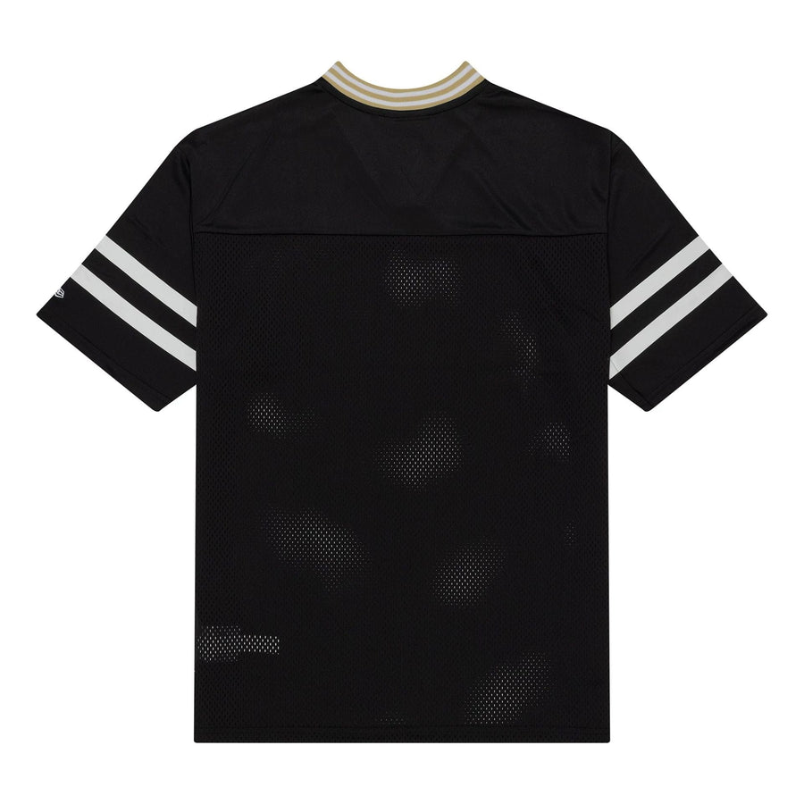 The Male model is wearing New Orleans Saints NFL Mesh Black Mesh Jersey 2