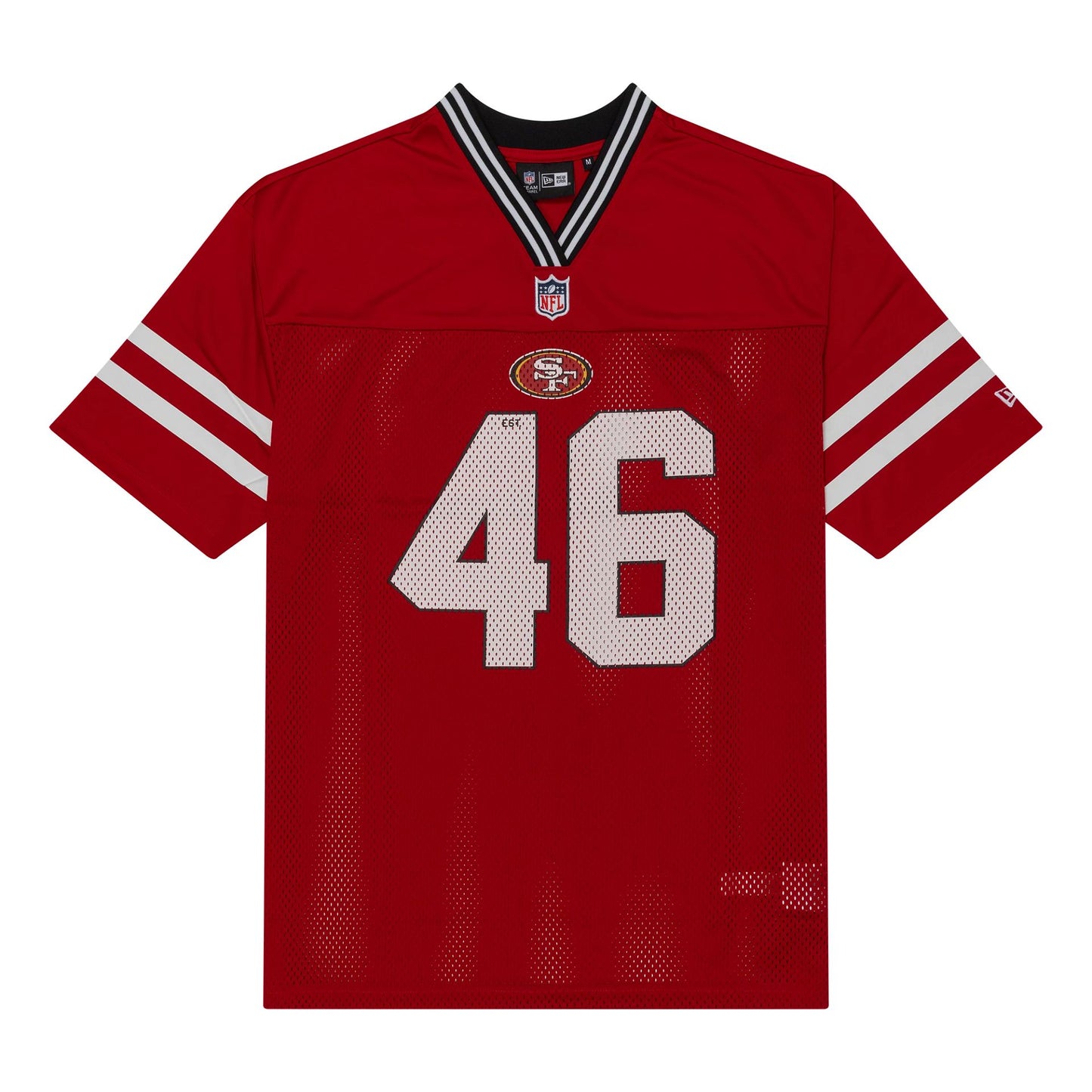 The Male model is wearing San Francisco 49ers NFL Mesh Red Mesh Jersey 1