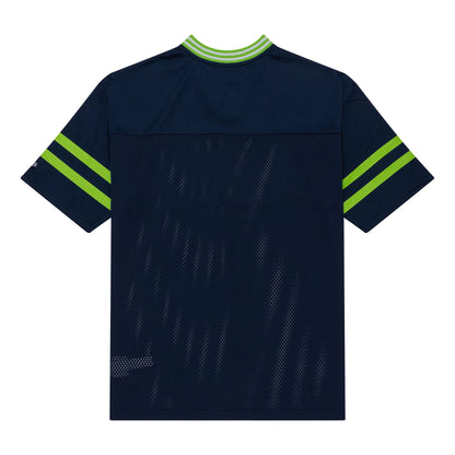 The Male model is wearing Seattle Seahawks NFL Mesh Dark Blue Mesh Jersey 2
