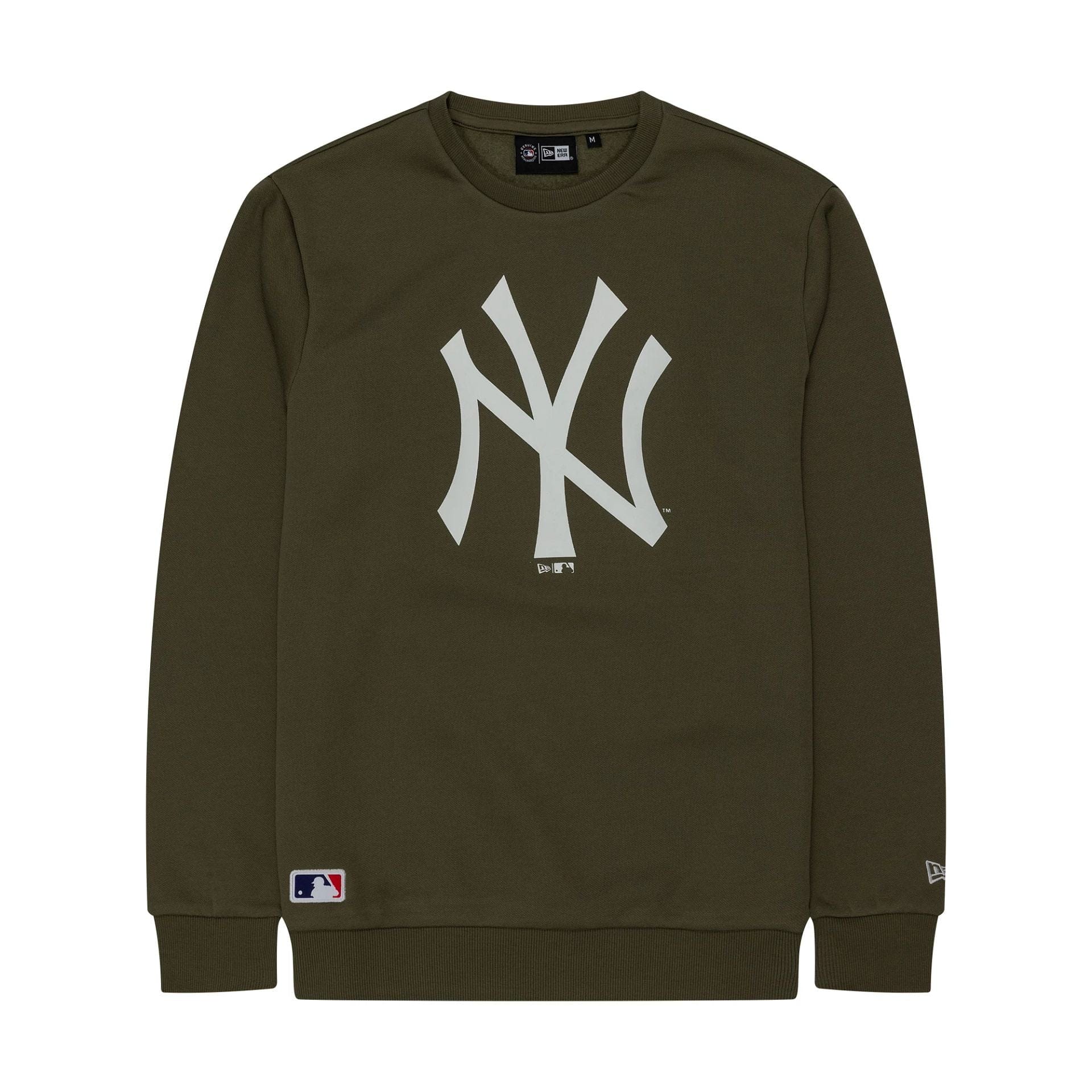The Male model is wearing New York Yankees MLB Regular Green Crew Neck Sweater 1