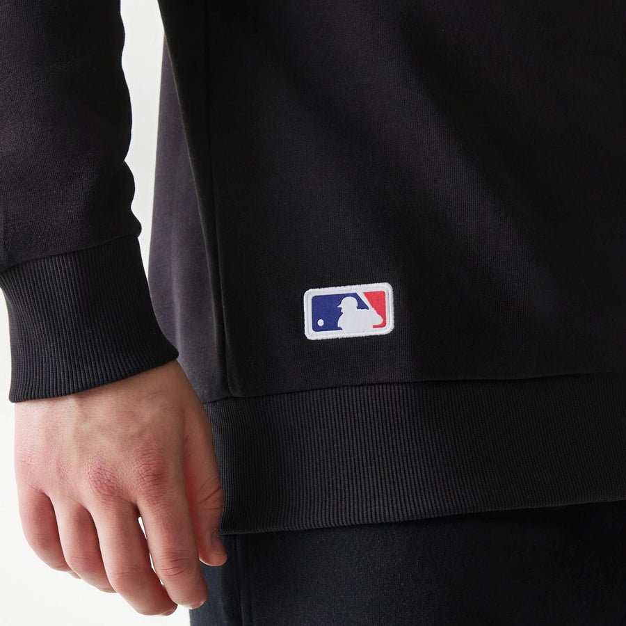 The Male model is wearing New York Yankees MLB Regular Black Crew Neck Sweater 5