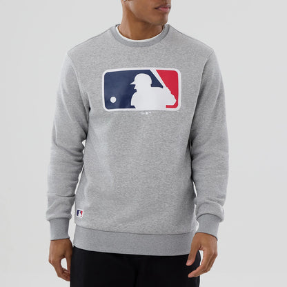 The Male model is wearing MLB Generic Logo Grey Crew Neck Sweater 3