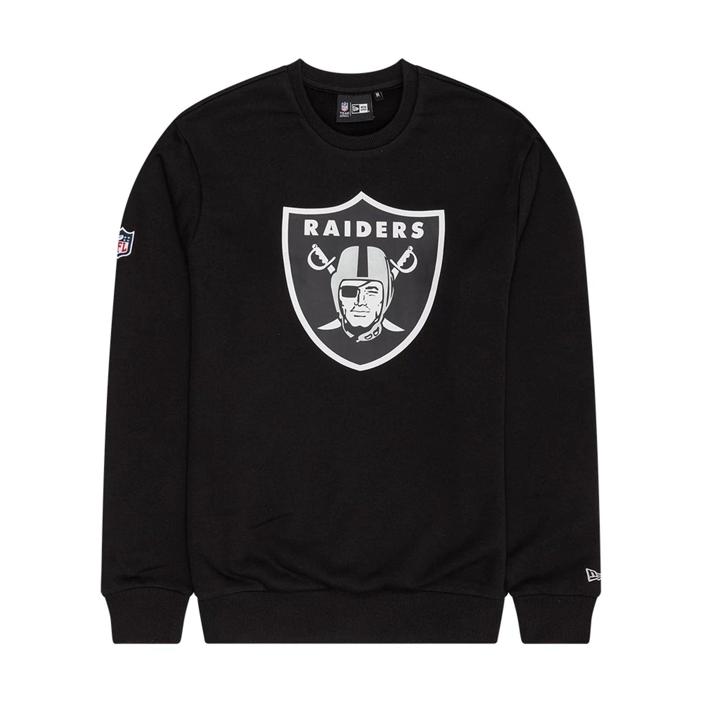 The Male model is wearing Las Vegas Raiders NFL Black Crew Neck Sweater 1