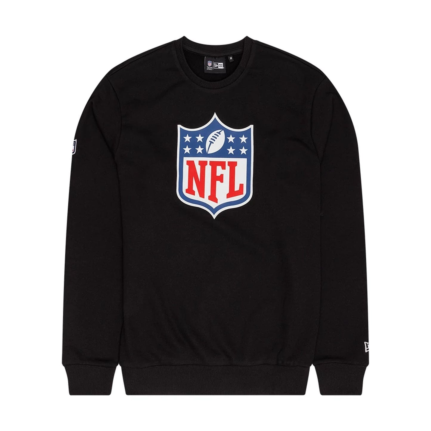 The Male model is wearing NFL Generic Logo Black Crew Neck Sweater 1