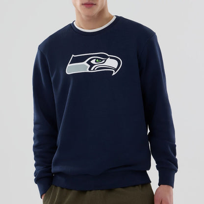 The Male model is wearing Seattle Seahawks NFL Dark Blue Crew Neck Sweater 4