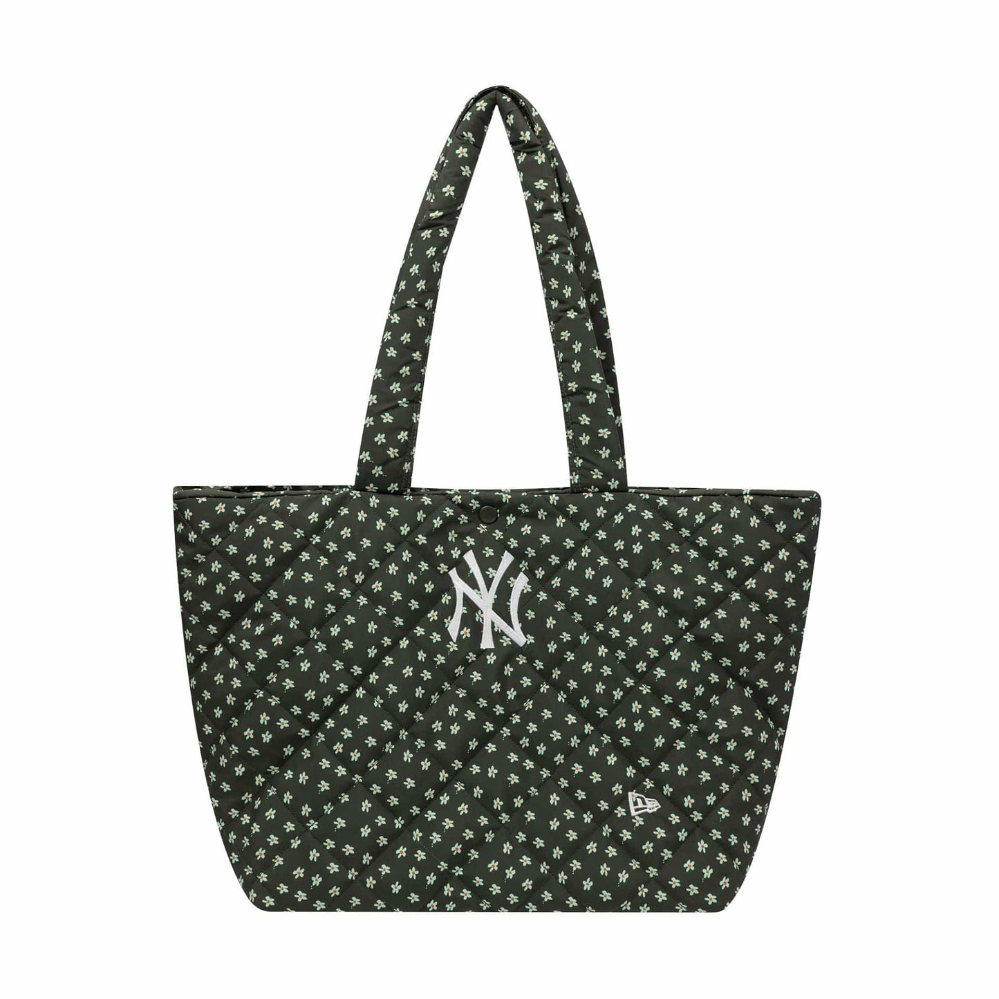 This is a New York Yankees MLB Floral Green Quilted Tote Bag 3