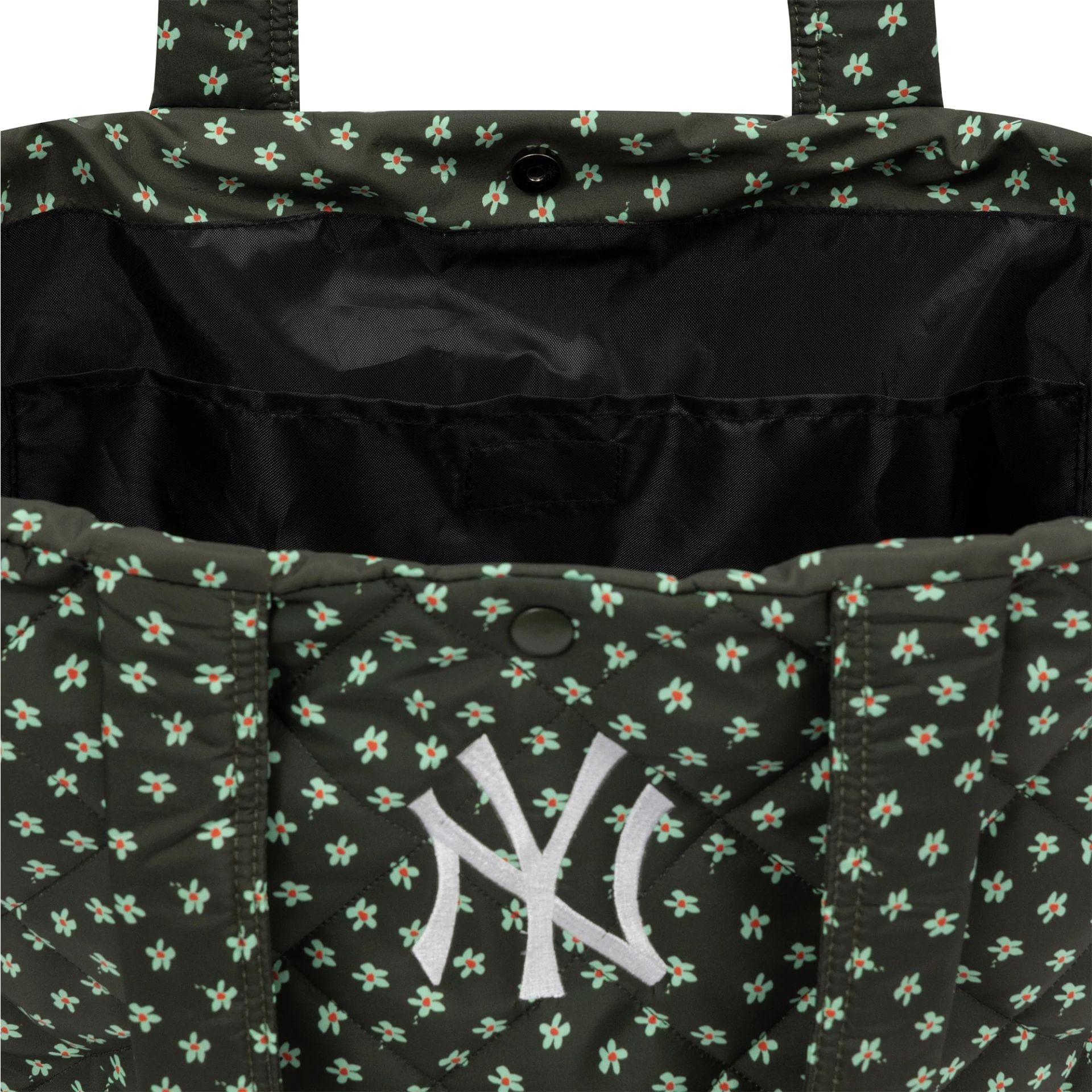 This is a New York Yankees MLB Floral Green Quilted Tote Bag 4