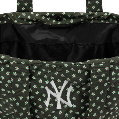This is a New York Yankees MLB Floral Green Quilted Tote Bag 4
