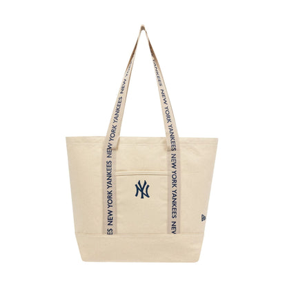 This is a New York Yankees MLB Strap Cream Canvas Tote Bag 3