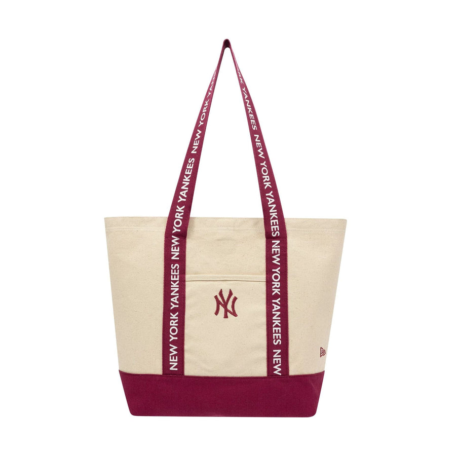 This is a New York Yankees MLB Strap Dark Red Canvas Tote Bag 3