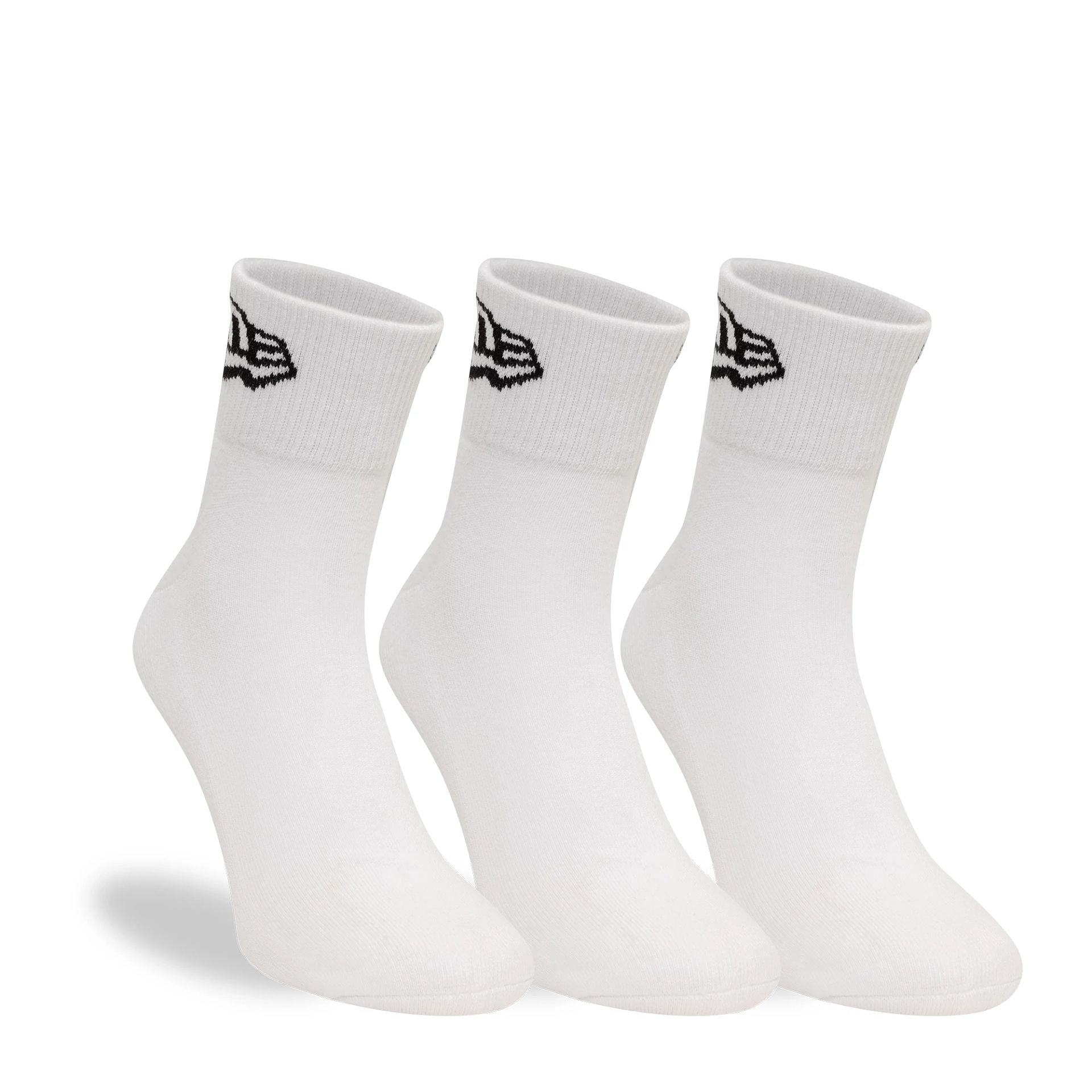 This is a New Era Flag 3-Pack White Short Crew Socks 3
