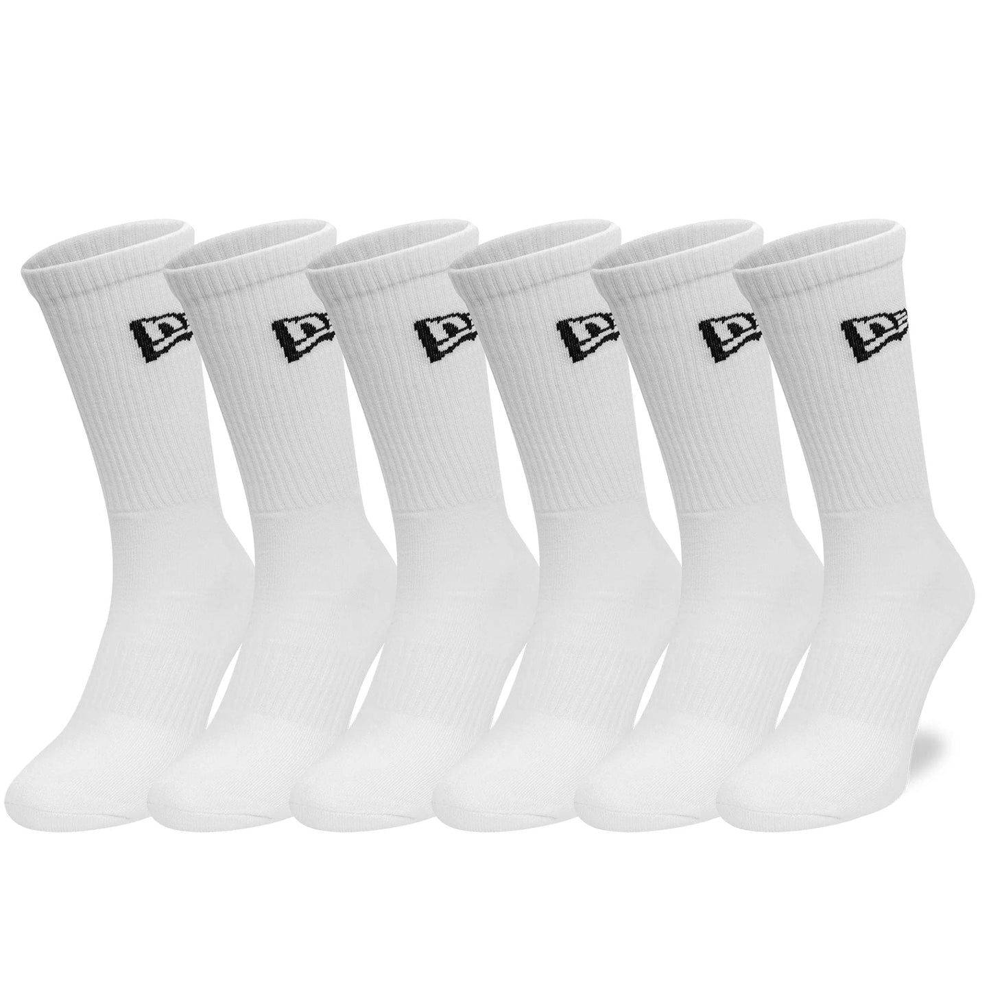 This is a New Era Flag 6-Pack White Crew Socks 1