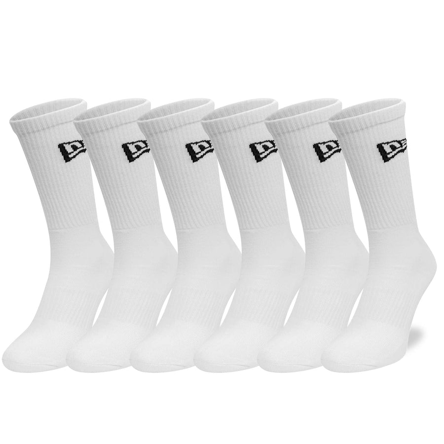 This is a New Era Flag 6-Pack White Crew Socks 1