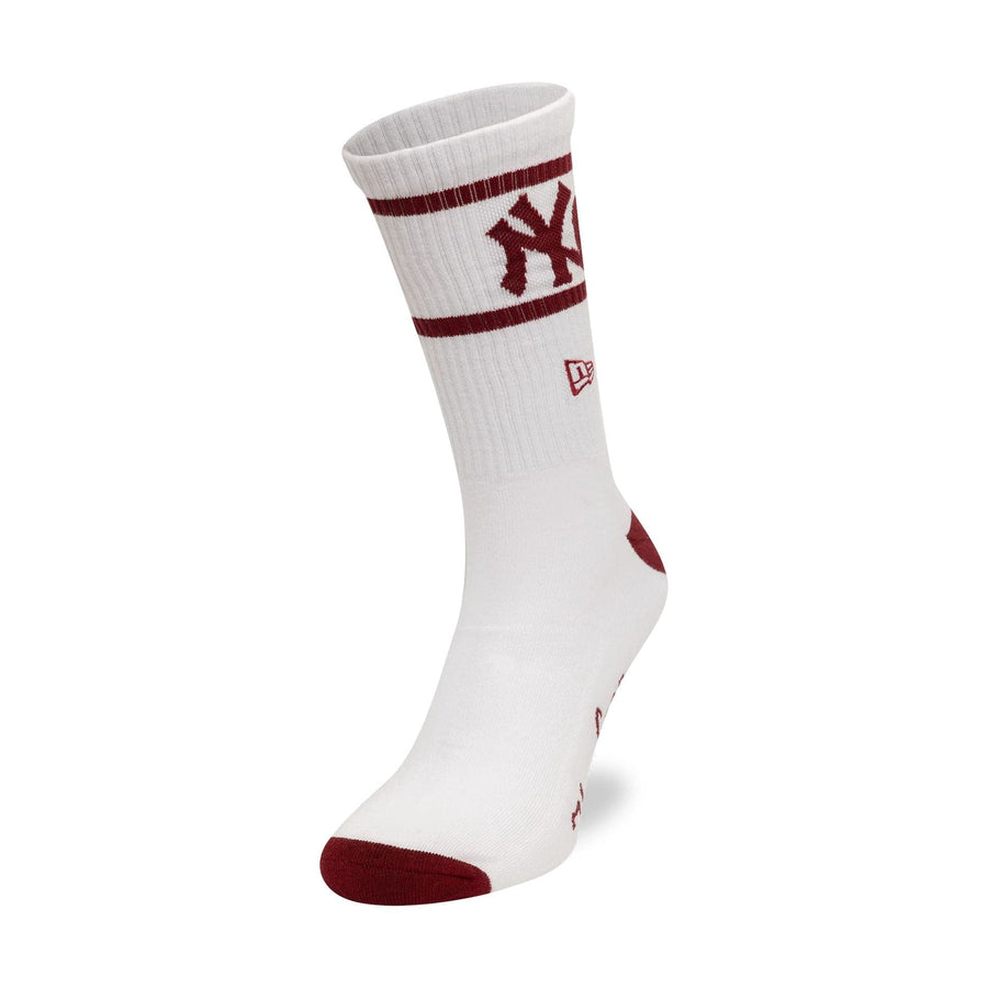 This is a New York Yankees MLB Seasonal White and Dark Red Crew Socks 3