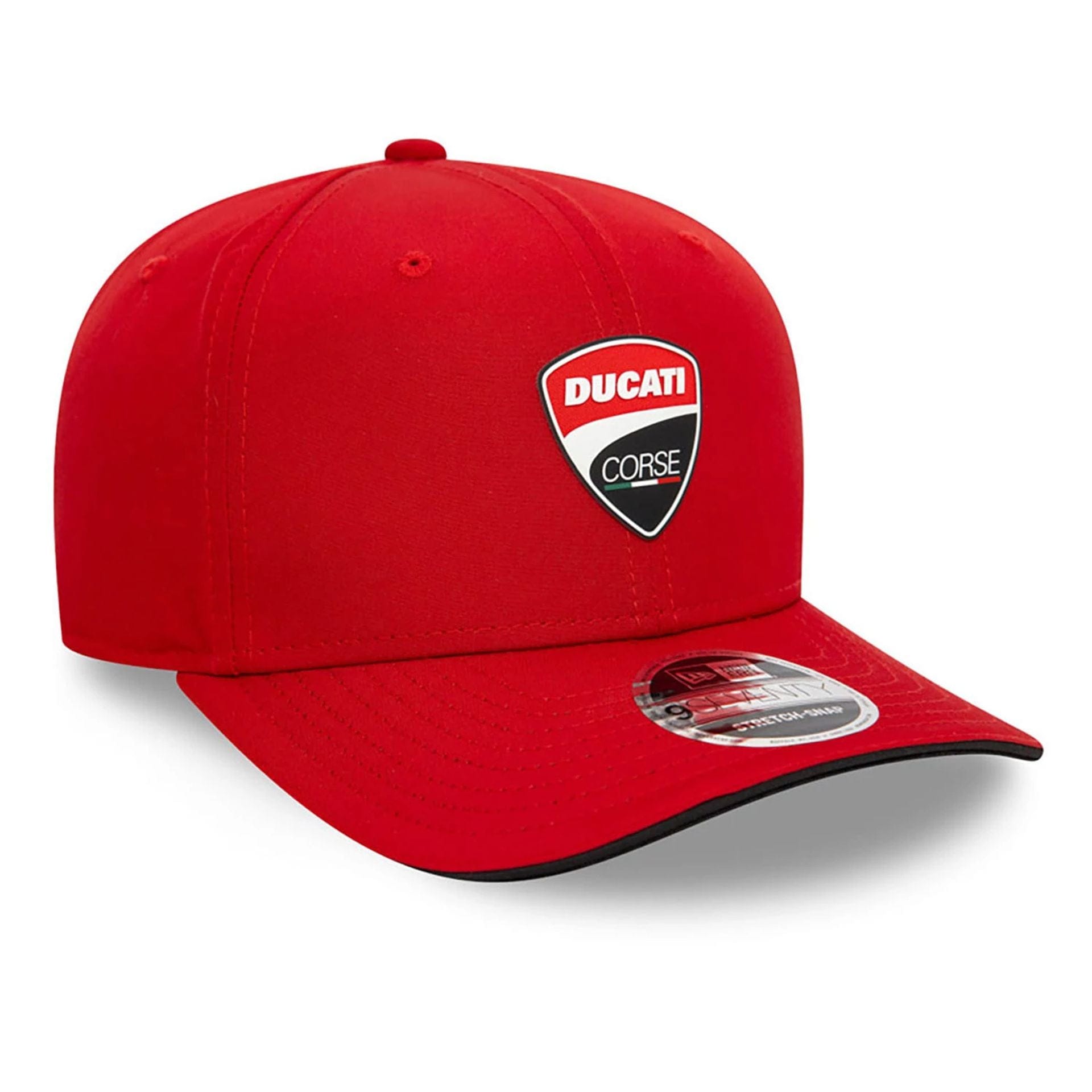 This is a Ducati Motor Logo Core Red 9SEVENTY Stretch Snap Adjustable Cap 3